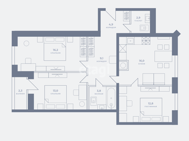 Квартира 82,1 м², 3-комнатная - изображение 1