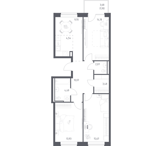 63 м², 2-комнатная квартира 6 490 000 ₽ - изображение 37
