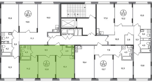 74,4 м², 3-комнатная квартира 17 800 000 ₽ - изображение 88