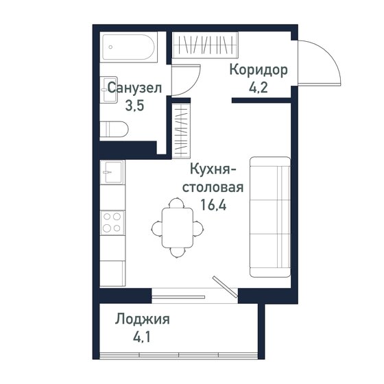 24,2 м², квартира-студия 3 146 000 ₽ - изображение 1