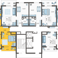 Квартира 60 м², 2-комнатная - изображение 2