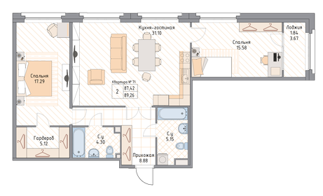 180,8 м², 2-комнатные апартаменты 284 760 000 ₽ - изображение 125