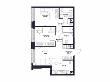 Квартира 61,3 м², 2-комнатная - изображение 1