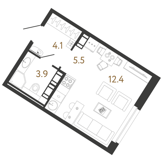 25,9 м², квартира-студия 10 257 029 ₽ - изображение 1