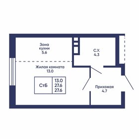 Квартира 27,6 м², студия - изображение 1