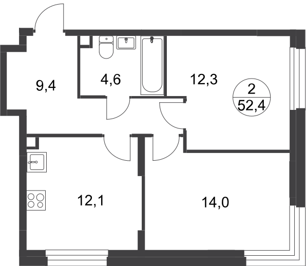 52,4 м², 2-комнатная квартира 12 638 137 ₽ - изображение 42