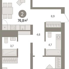 Квартира 76,8 м², 2-комнатная - изображение 3
