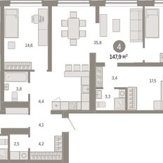Квартира 147,9 м², 4-комнатная - изображение 3