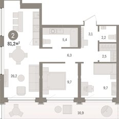 Квартира 81,9 м², 2-комнатная - изображение 3