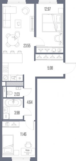 64,6 м², 2-комнатная квартира 17 153 956 ₽ - изображение 21