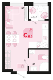 25,2 м², 2-комнатная квартира 2 300 000 ₽ - изображение 122