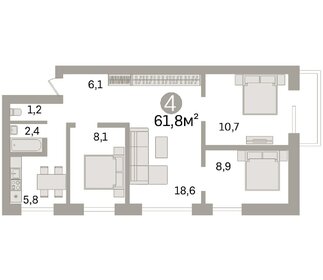 Квартира 61,8 м², 4-комнатная - изображение 4