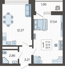 Квартира 38,1 м², 1-комнатная - изображение 1