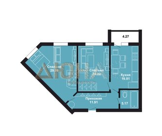 Квартира 91,5 м², 2-комнатная - изображение 1
