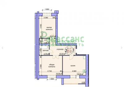 Квартира 71,4 м², 2-комнатная - изображение 1