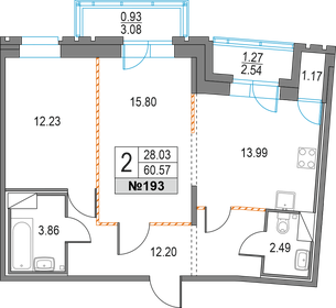 Квартира 60,6 м², 2-комнатная - изображение 1