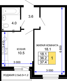 37,4 м², 1-комнатная квартира 4 675 000 ₽ - изображение 22