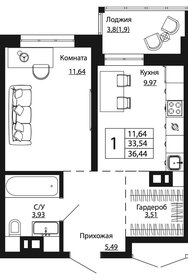 36,4 м², 1-комнатная квартира 4 907 250 ₽ - изображение 21