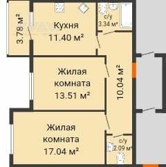 Квартира 61 м², 2-комнатная - изображение 1