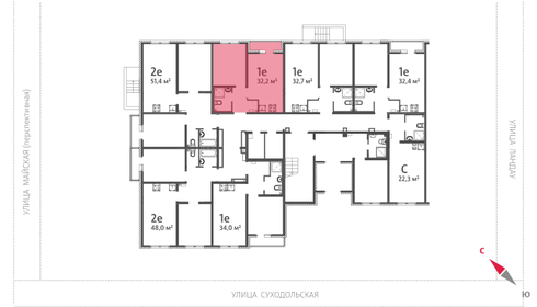 Квартира 32,2 м², 1-комнатная - изображение 2