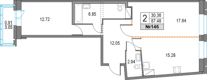 67,2 м², 2-комнатная квартира 16 708 833 ₽ - изображение 15