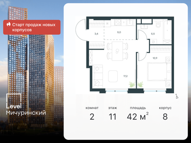 42,2 м², 2-комнатная квартира 25 301 900 ₽ - изображение 1