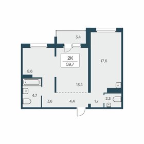 Квартира 59,7 м², 2-комнатная - изображение 1