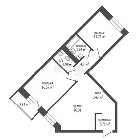 Квартира 72,7 м², 2-комнатная - изображение 1