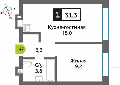 34 м², 1-комнатная квартира 6 550 000 ₽ - изображение 13