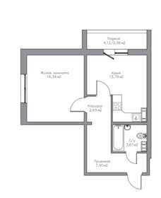 46,6 м², 1-комнатная квартира 3 295 279 ₽ - изображение 2