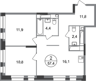 55,5 м², 2-комнатная квартира 12 500 000 ₽ - изображение 58