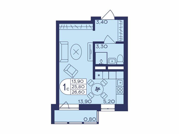 26,6 м², 1-комнатная квартира 5 173 700 ₽ - изображение 36