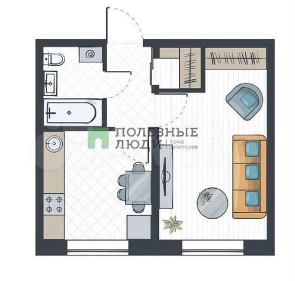 34,2 м², 1-комнатная квартира 2 810 000 ₽ - изображение 1