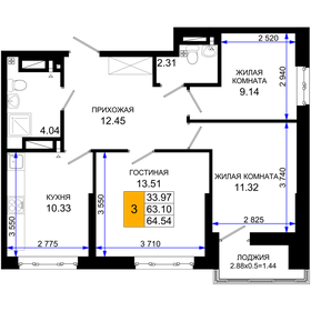 63,7 м², 3-комнатная квартира 6 700 000 ₽ - изображение 38