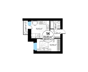 38,2 м², 1-комнатная квартира 3 735 417 ₽ - изображение 30