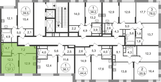 37,7 м², 1-комнатная квартира 10 978 645 ₽ - изображение 42