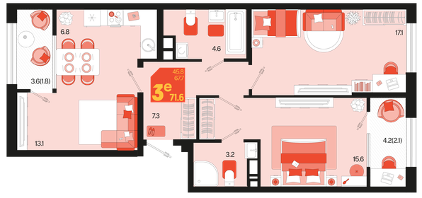 90,6 м², 3-комнатная квартира 8 200 000 ₽ - изображение 72