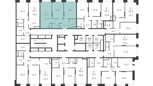 Квартира 63,4 м², 2-комнатная - изображение 2