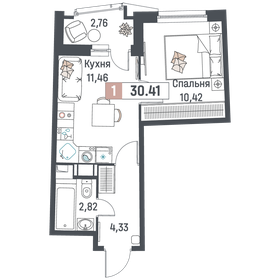 Квартира 30,4 м², 1-комнатная - изображение 1