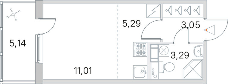 Квартира 24,2 м², студия - изображение 1