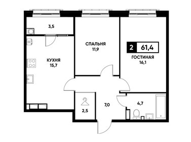 58 м², 2-комнатная квартира 3 999 999 ₽ - изображение 35