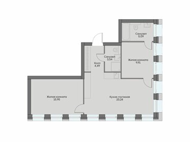 Квартира 61,7 м², 2-комнатные - изображение 1