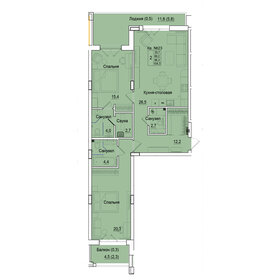 Квартира 95,8 м², 2-комнатная - изображение 1