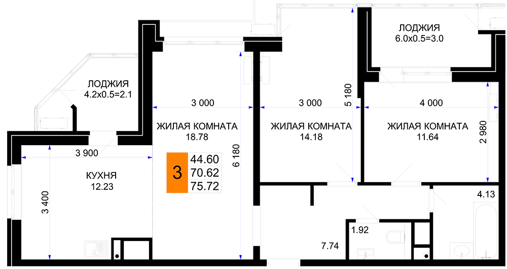 75,7 м², 3-комнатная квартира 8 859 240 ₽ - изображение 1