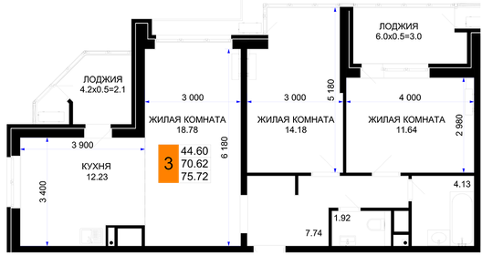 89,3 м², 3-комнатная квартира 12 635 950 ₽ - изображение 15