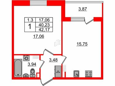 Квартира 40,2 м², 1-комнатная - изображение 1