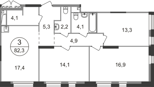 82,3 м², 3-комнатная квартира 18 139 622 ₽ - изображение 57