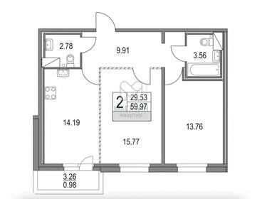 Квартира 61 м², 2-комнатная - изображение 1