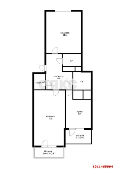 59,7 м², 2-комнатная квартира 5 399 000 ₽ - изображение 1