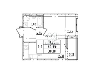 37,1 м², 1-комнатная квартира 6 616 490 ₽ - изображение 6